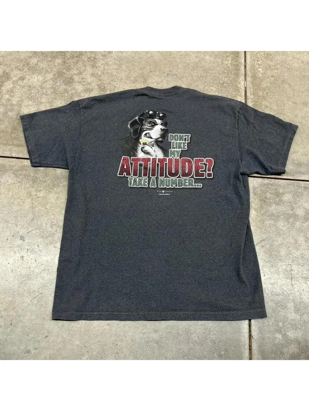 vintage big dogs dont like my attitude take a number grey shirt size large